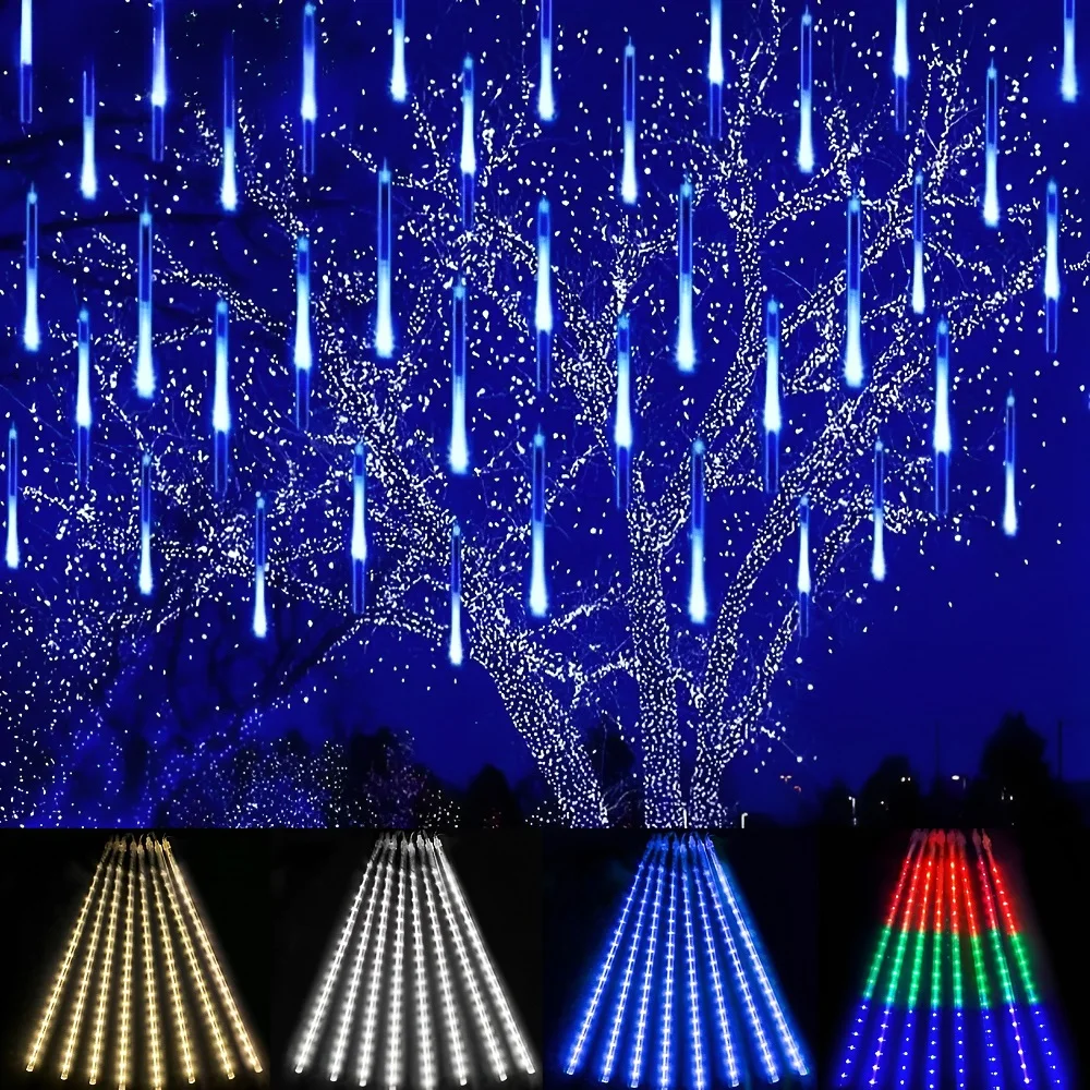 30cm Solar Meteor Shower Lights Solar Ice Pillar Tree Lights Outdoor Raindrop Lights for Yard Party Yard Christmas Decoration