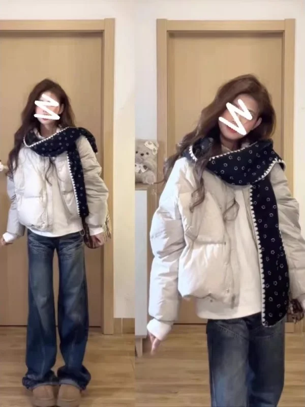 

Корейский повседневный утепленный хлопковый жакет на молнии для женщин, зимний комплект с джинсами, легкий приталенный пиджак с воротником-стойкой, женская верхняя одежда