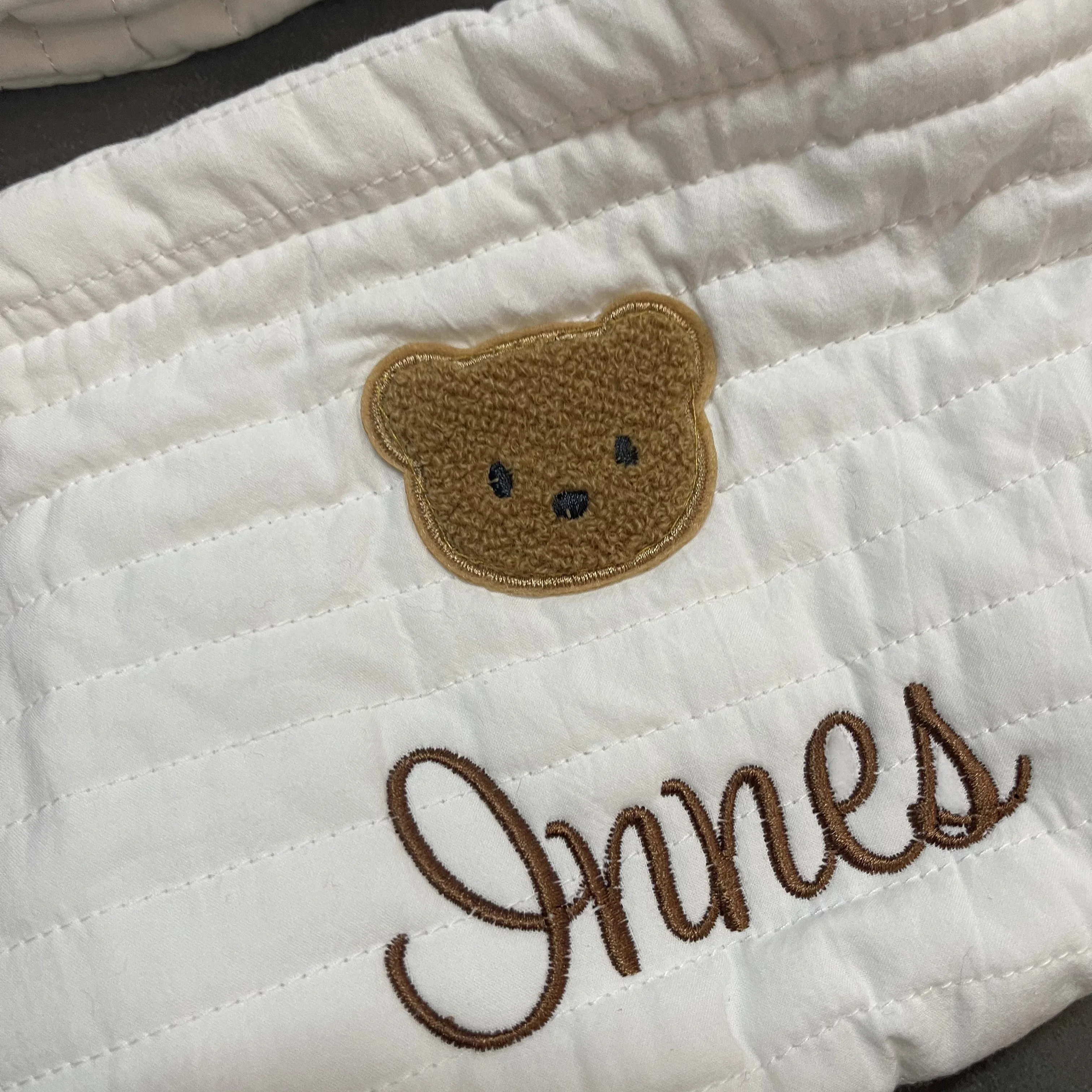 Personalized Name Cute Bear Storage Basket Embroidered Baby Item Storage Bag Newborn Diaper Sorting Basket with Customized Name