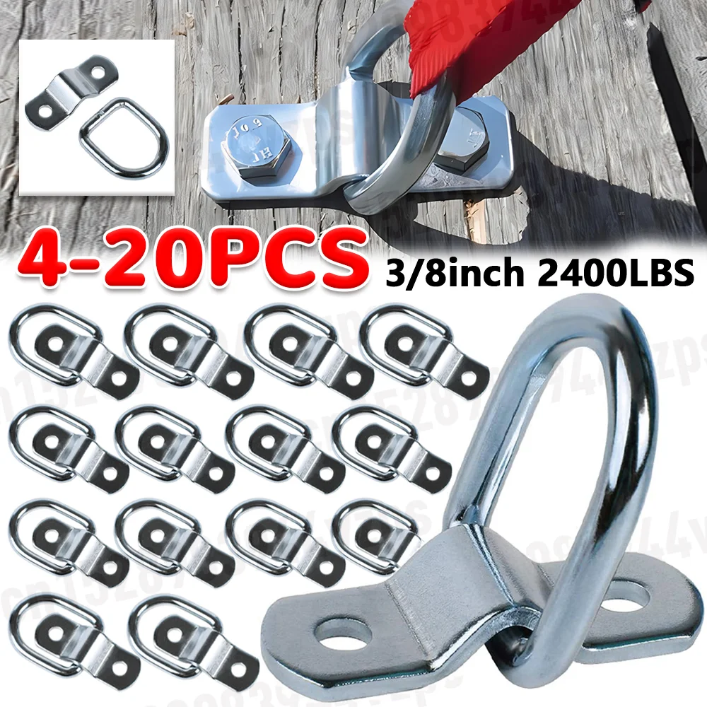 

3/8 Heavy Duty D Rings Tie Down Anchors 2400LBS Surface Floor Mount Bracket Ring Heavy Duty Steel D Rings for Truck Loads