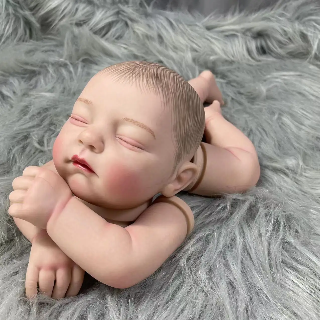 19 นิ้ว 3D ทาสีผิว Reborn Baby Kit Jamie ภาพวาดขั้นสูงคุณภาพสูงทําด้วยมือตุ๊กตาเด็กทารกชิ้นส่วนผ้า Body