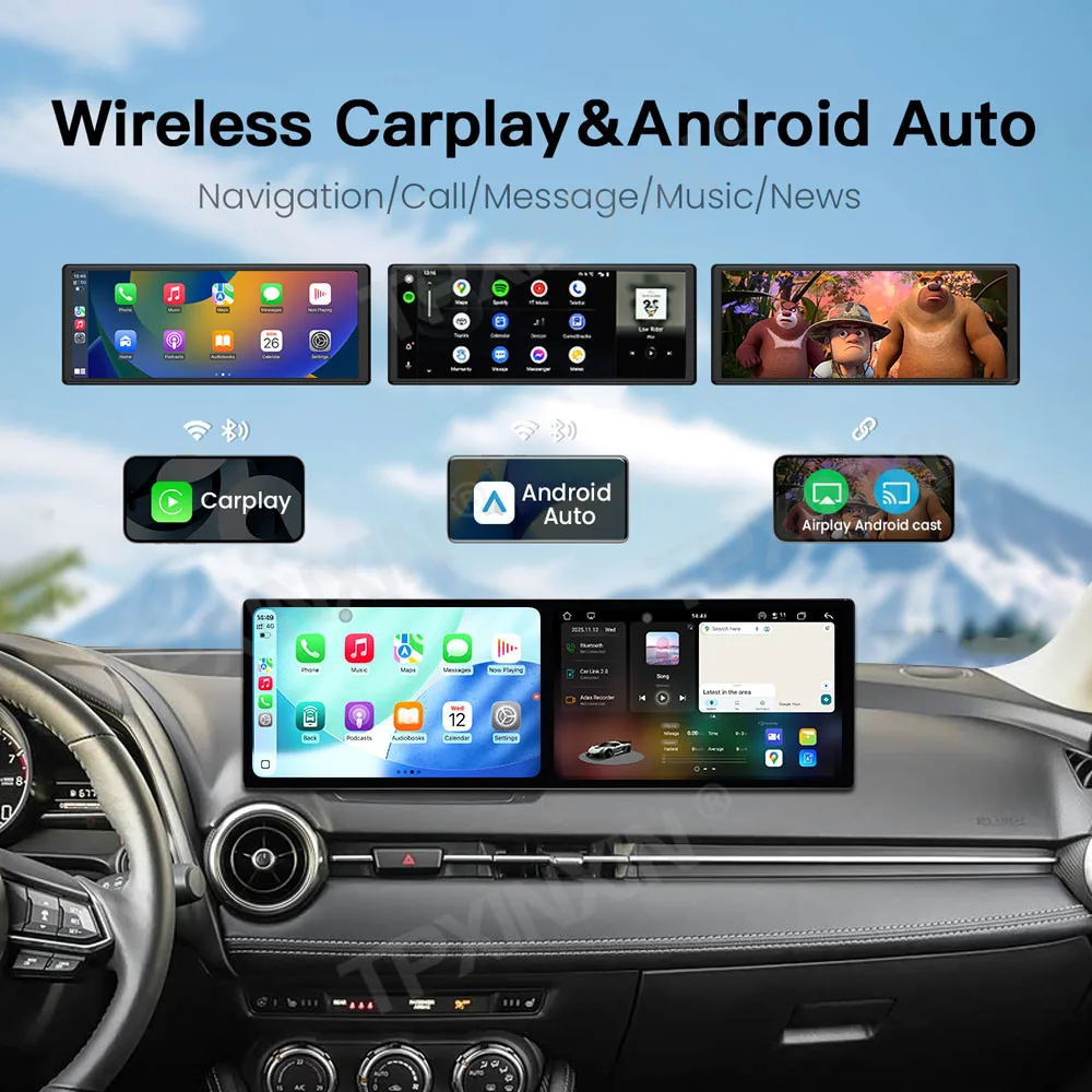 11.5 "شاشة مزدوجة أندرويد 15 Carplay راديو السيارة التلقائي ستريرو لمازدا 2 2020 ~ 2024 الملاحة نظام تحديد المواقع سيارة مشغل وسائط متعددة رئيس وحدة