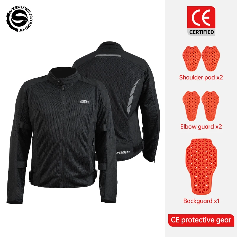 

Весенне-летняя мотоциклетная куртка Star Field Knight, сетчатая дышащая мужская одежда для верховой езды с защитными механизмами CE, аксессуары