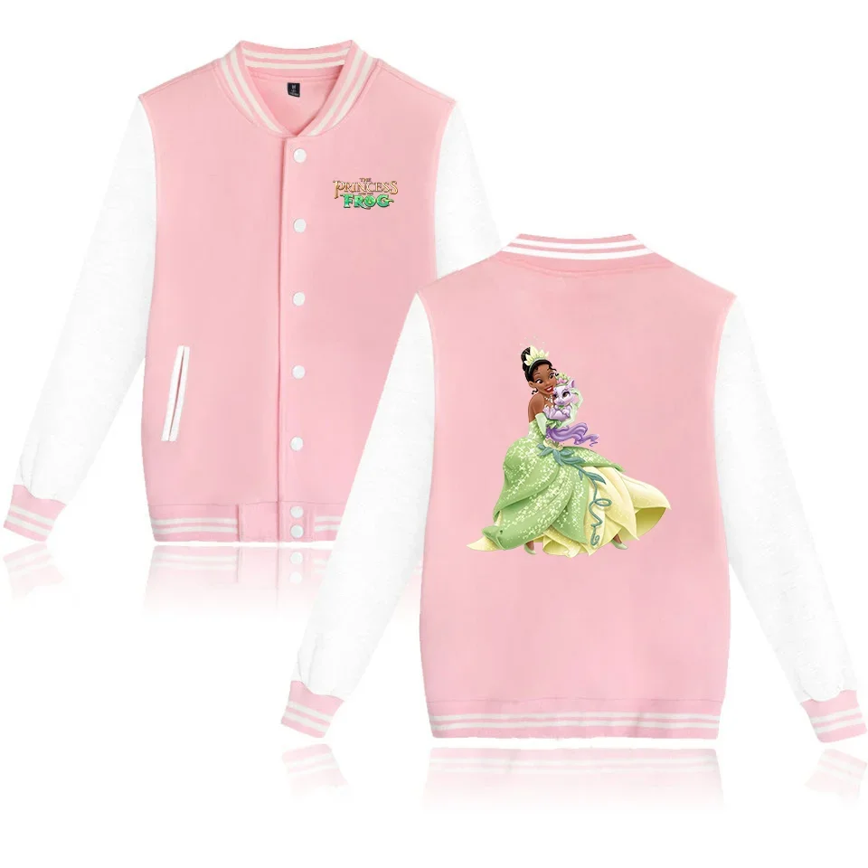 

Disney The Princess and the Frog Varsity Baseball Bomber Jacket Men Women Hip Hop Harajuku Jackets Kids Boys Girls Single Coats