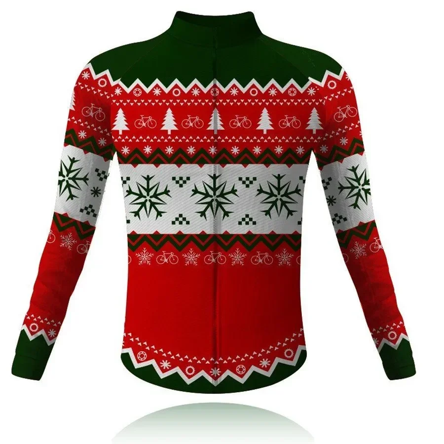 

Christmas Theme Winter long sleeves Jerseys Fleece man red blue cycling clothing MTB Mountain Bike wear clothes Ciclismo