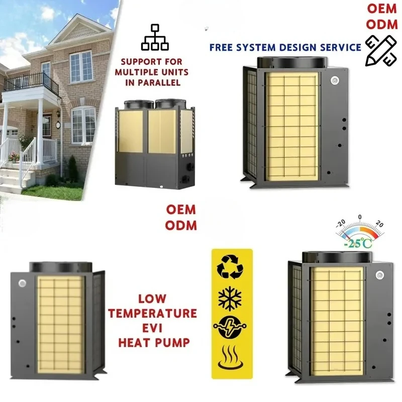 AP01 Electric Air Source Heat Pump for 220V 10.5kW EVI -25C Low Temperature Air Water Heater Eco Friendly Residential
