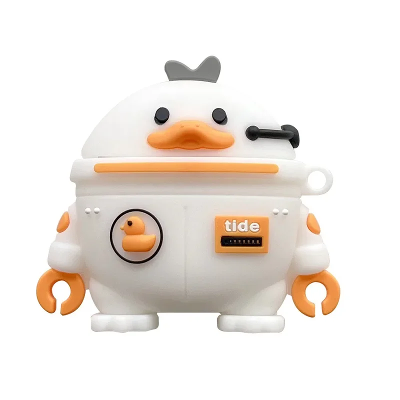 Cute Cartoon Astronaut Duck Airpods Case Soft Silicone Wireless Earphone Cover with Keychain for Airpods 1/2/3/Pro 2 ND