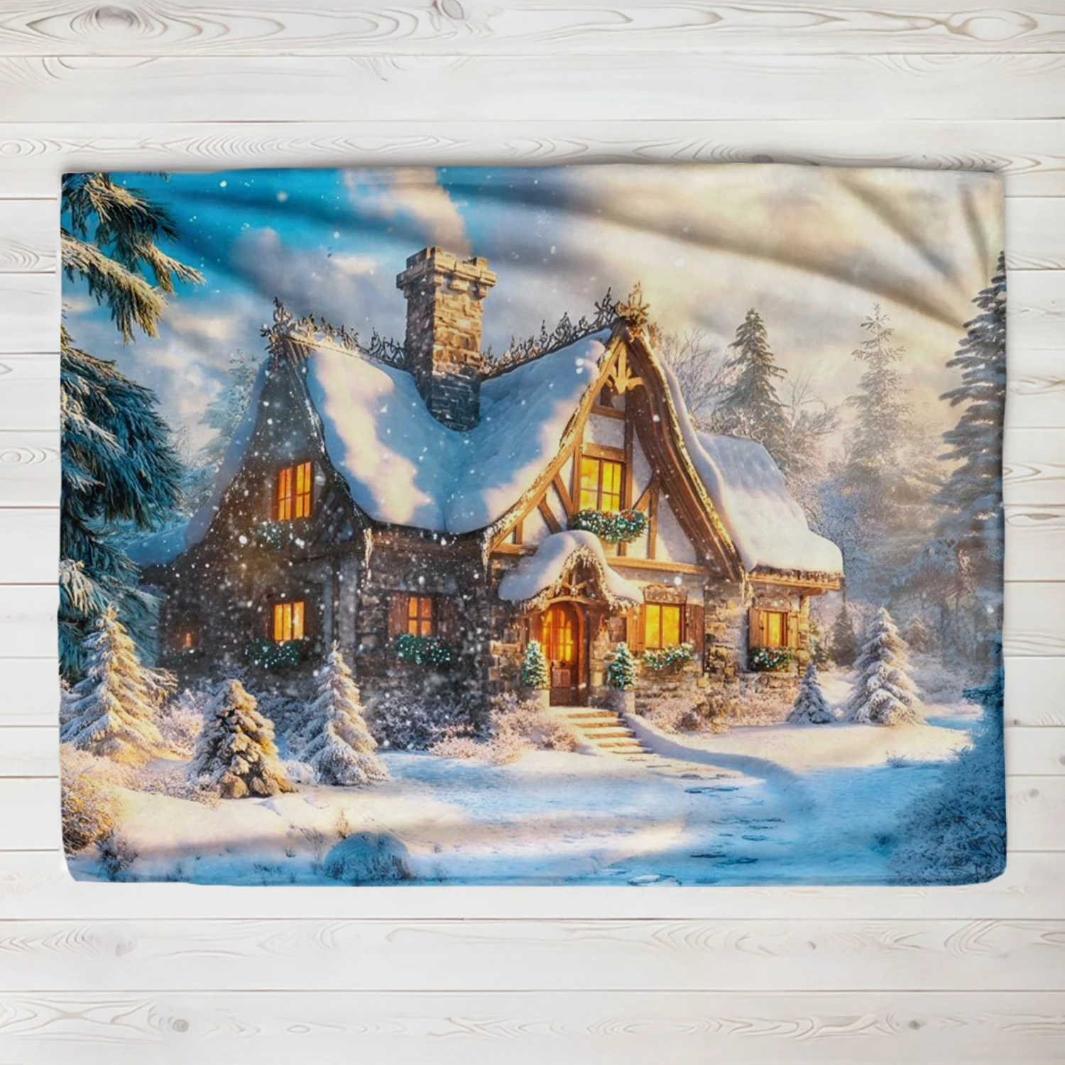 Christmas & New Year's Snowy Town Blankets for Bedding sofa Ultra-Soft Bedroom small Blanket for Sofa Bed Couch kids Office Gift