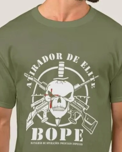 Bope Sniper Team Atirador De Elite Brasil Camiseta Militar Manga Curta Casual 100% Algodão Camisa Masculina
