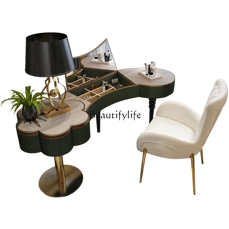 LJYld6Light Luxury Dressing Table Bedroom Post-Modern Simple Paint Stainless Steel Small Apartment Mini Makeup Table