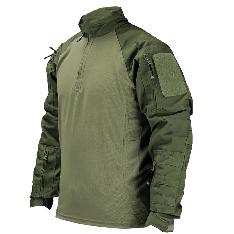 

Tactical Shirts 1/4 Zipper Outdoor Combat Tops Long Sleeve Paintball Airsoft Hunting Shirts Men Wear-resisting