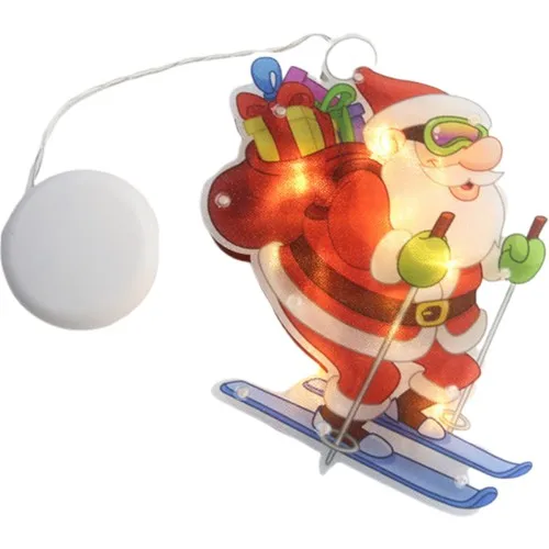 Dolity Santa Claus Lighted Christmas Window Decoration Silhouette, Detachable, Battery Powered-Ski (From Abroad)