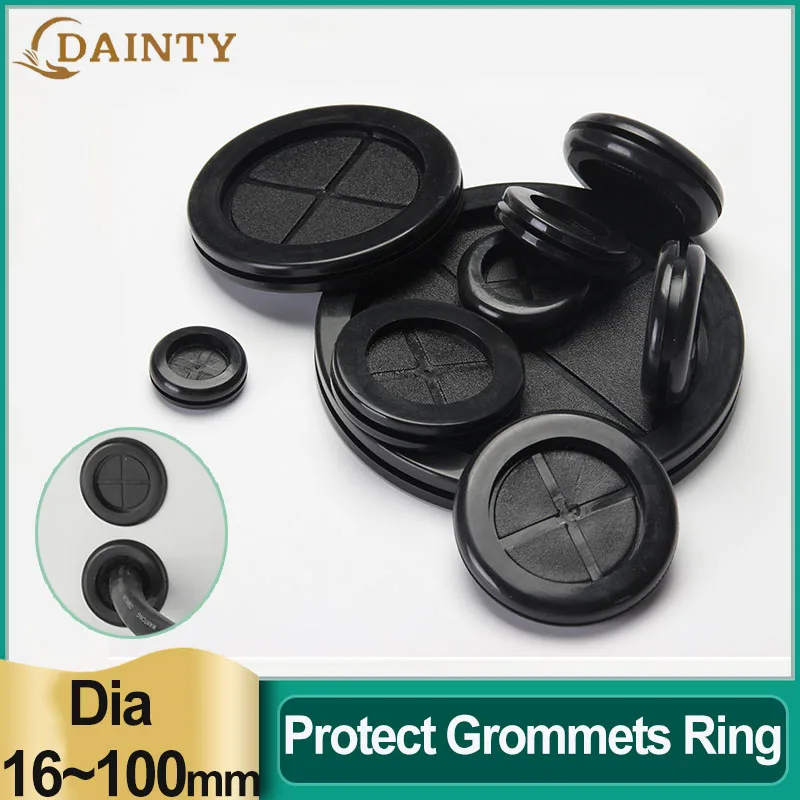 Double Sided Protect Rubber Grommets Ring Black Round Grommet Protective Coil Electrical Wire Gasket 16~100mm