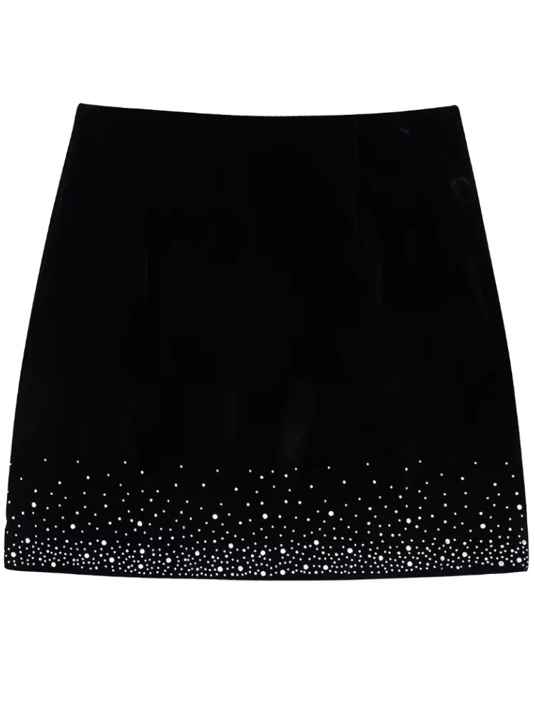 

Юбка трапециевидной формы с высокой талией и пайетками, уличная юбка со средней талией, другие материалы, 00% летняя коллекция