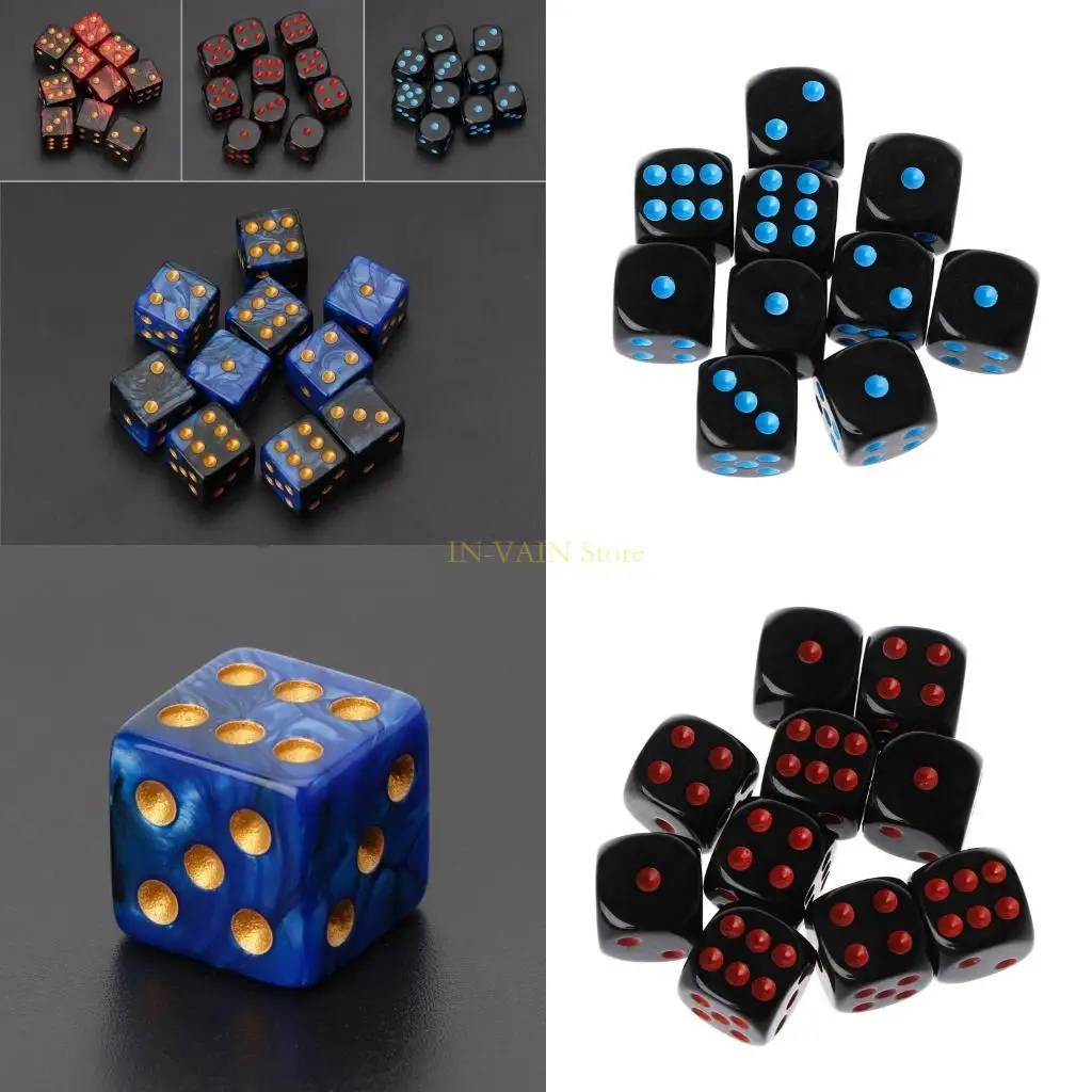 

M5TC 10pcs 15mm Multicolor Acrylic Cube Beads Six Sides Portable Table Games Toy