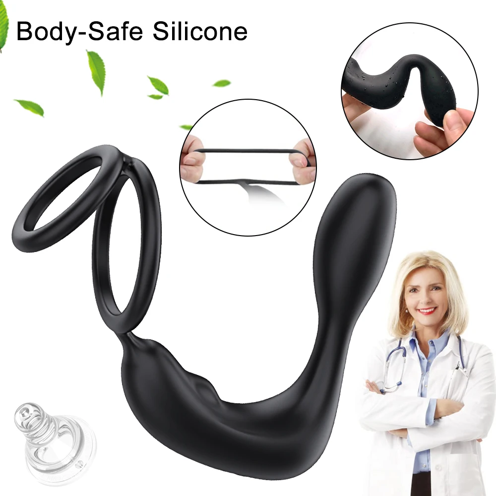 Bluetooth APP Male Prostate Massager Wireless Remote Vibrator Double Ring Delay Ejaculation Anal Plug Sex Toys for Men Buttplug