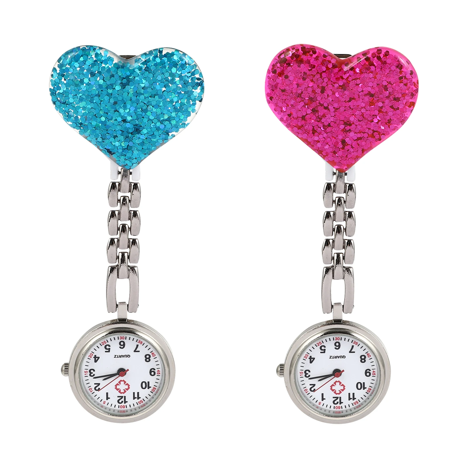 

2 pcs HeartDesign Nurse PocketWatch Cute Alloy Quartz Miss Watches Lightweight Portable Gifts LadiesWatches