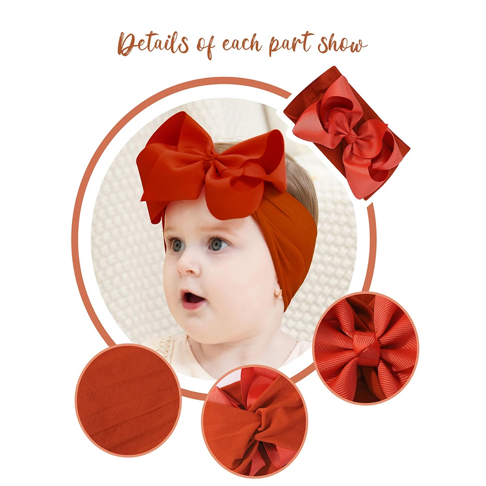 6 قطعة الخريف الشتاء 6 بوصة كبيرة الشريط القوس عقال للطفل الفتيات واسعة النايلون عمامة الوليد Bowknot أغطية الرأس إكسسوارات الشعر