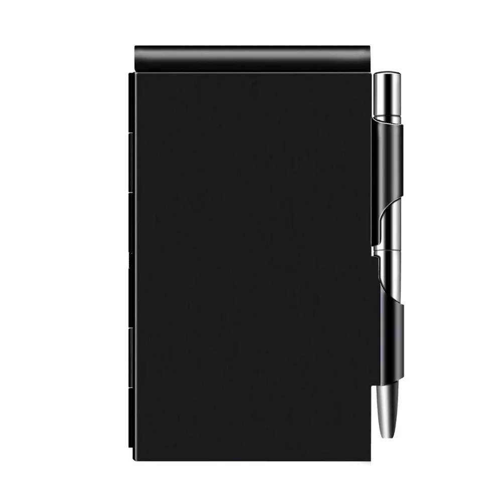 Portable Aluminum Notepad with Memo Pads with Pen Metal Pocket Notebook Durable Pocket Office Memo Pad Gift Supplies