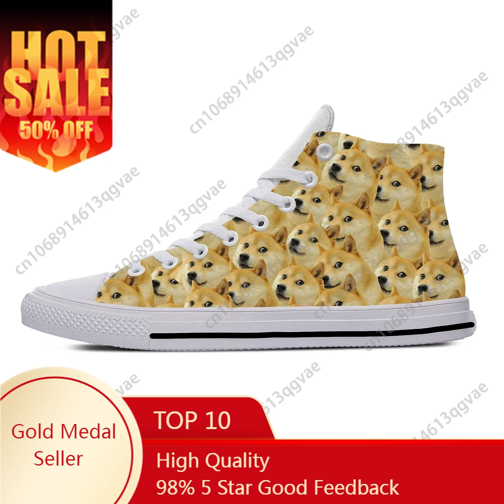 Hot Winter Animal Shiba Inu Dog Doge Meme High Top Sneakers Mens Womens Teenager Canvas Sneaker Casual Couple Custom Made Shoes