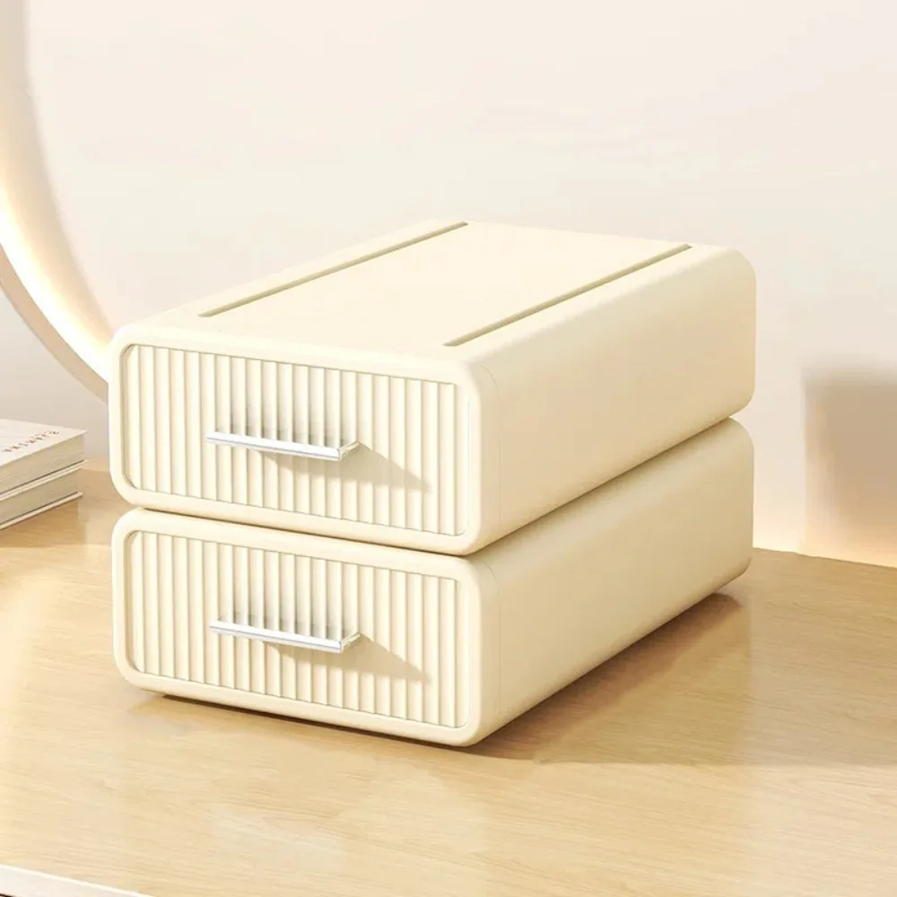 Plastic Desktop Storage Box Single-Layer Cosmetics Office Storage Cabinet with Drawer Stackable Makeup Jewelry Sorting Box