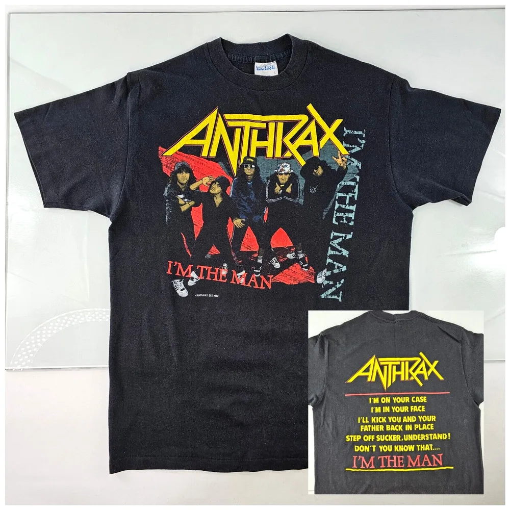 VTG Anthrax Im The Man Band Tour Shirt Adult Large 1980s Thrash Metal Tee Jays