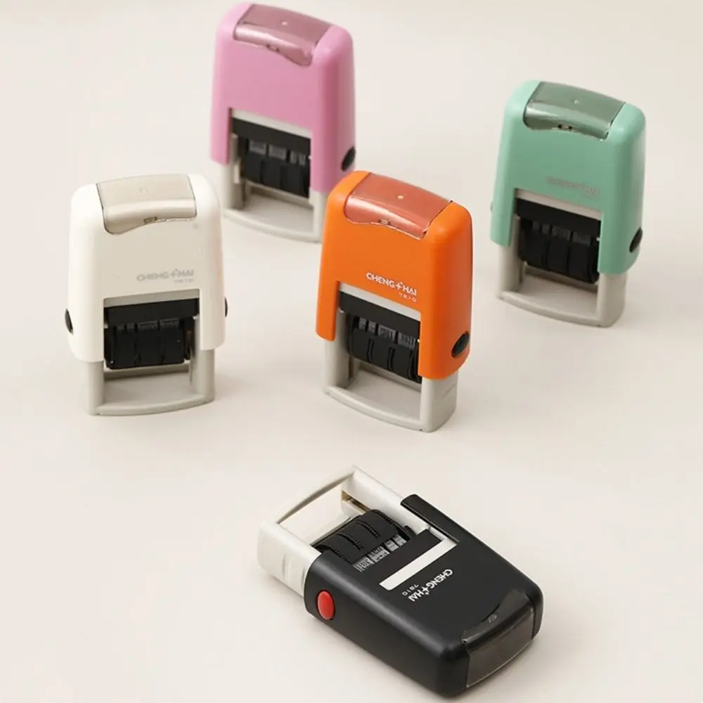 Automatic Ink Return Date Stamps English Version Handle Account Self-Inking Stamps Adjustable DIY Craft Date Wheel Stamp