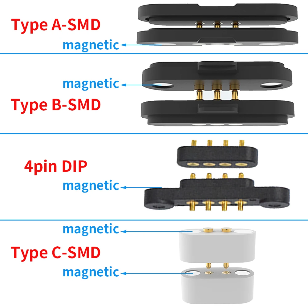 1 Pair 2A Magnetic Pogo Pin Connector 2/4 Positions Pitch 2.5/2.6 MM Spring Loaded Pogopin Male Female Contact Strip