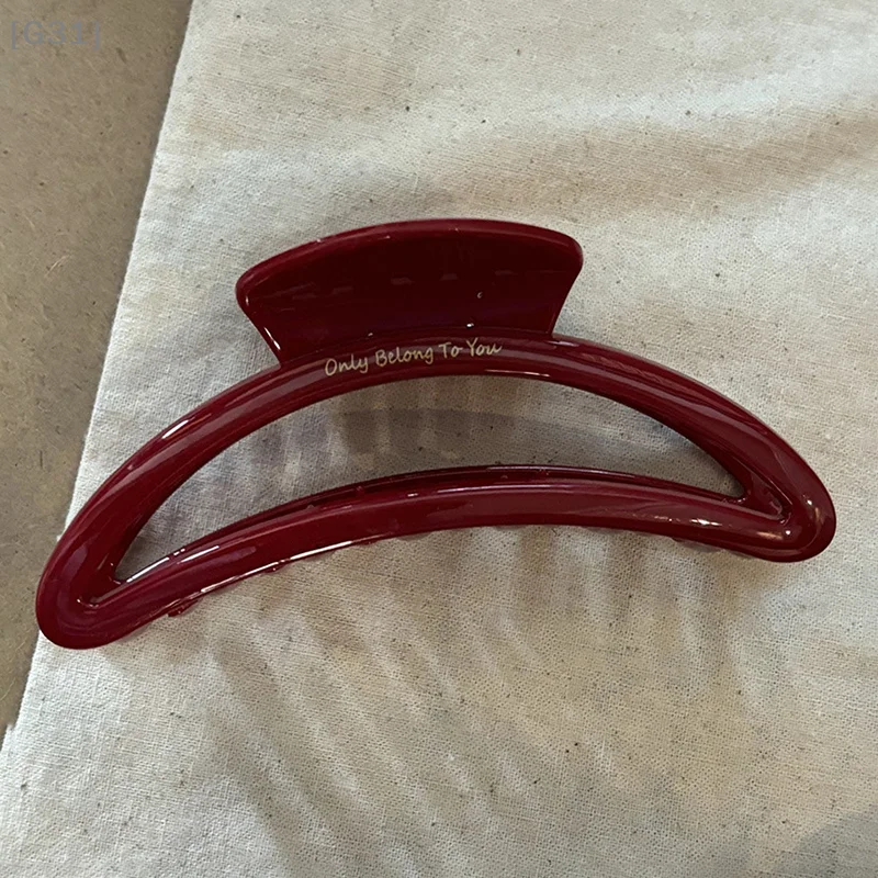 French Red Collection! Large Grip Letters Gold Label Back Head Updo Shark Clip Hair Accessories Headwear Hairpin Hair Claw[G31]