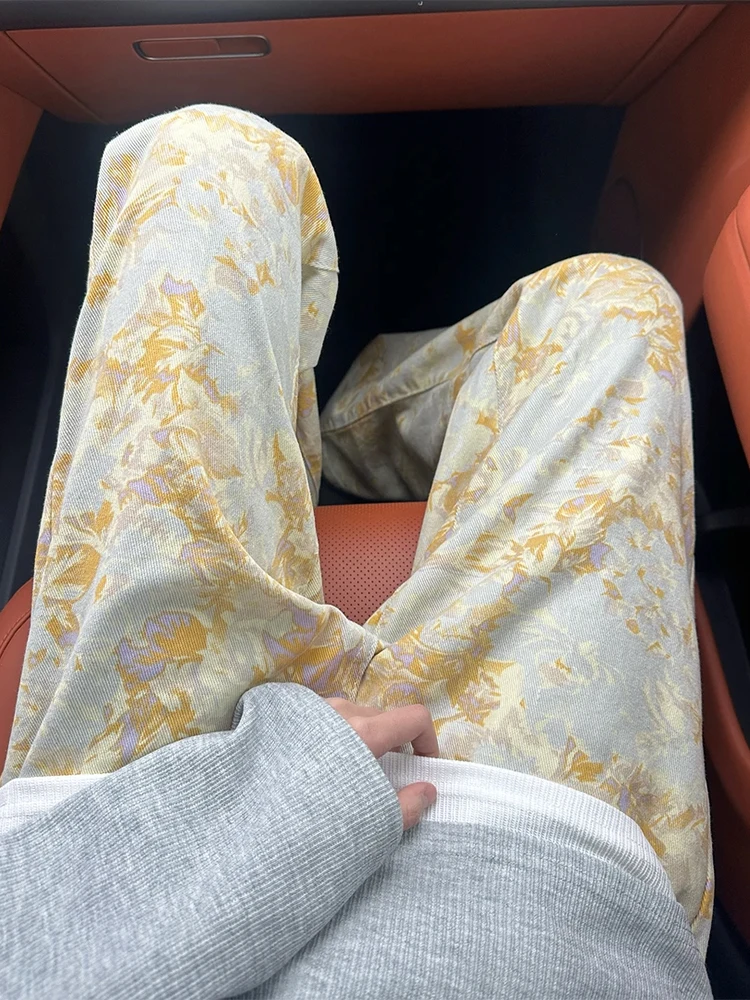 

American Sle Men's Summer Thin Straight Leg Bell Bot High Street Vibe Jeans Casual Wear Durable Straight Tube Flared Pants