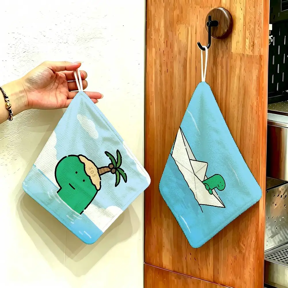 J-JogumanS Cute Character Polyester Cotton Hanging Kitchen Towel, Skin Friendly Hand Wiping Towel for Hotel Cafe Household