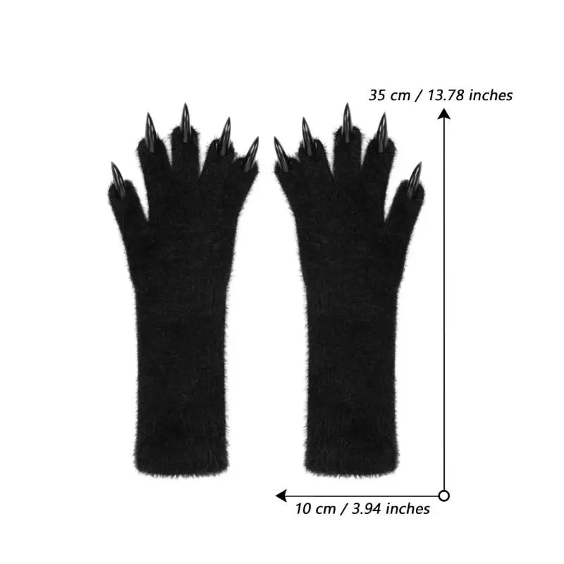 39BD Leicht zu reinigende, realistische Tierklauenhandschuhe, Halloween-Kostümzubehör, Nylonhandschuh – Detail 6