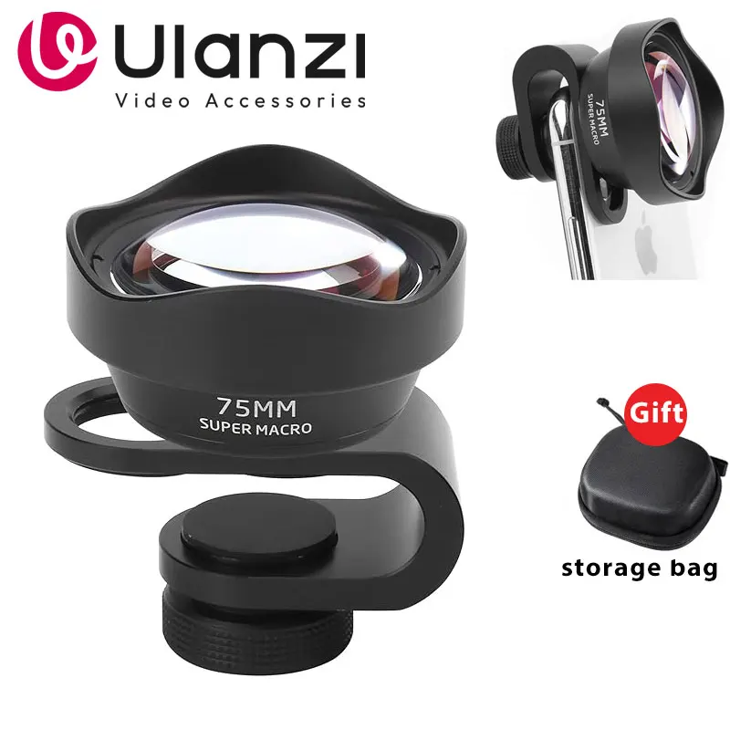 Ulanzi Universal 75mm Macro Phone Lens With Clip Professional Phone Camera Lens For iPhone 15 14 Samsung S20 Plus Huawei Xiaomi