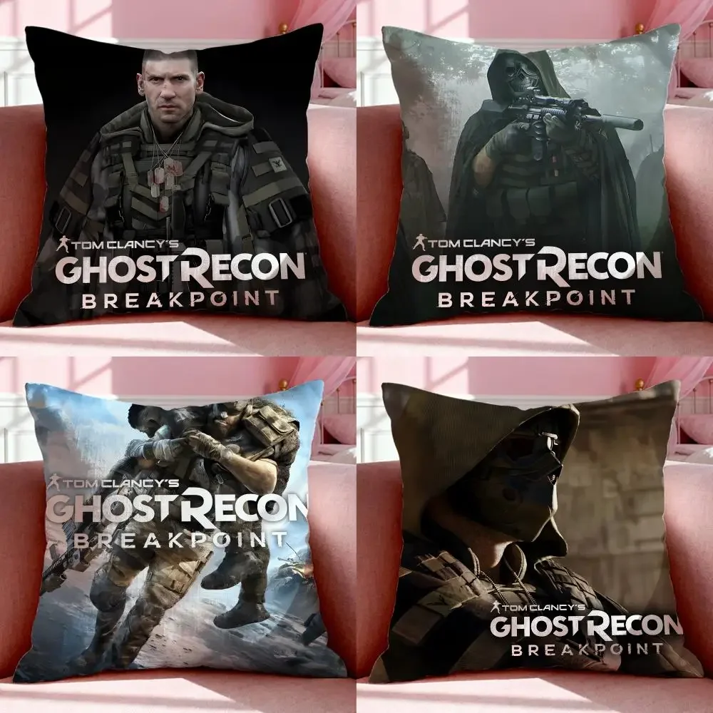 Popular Game G-Ghost Recon BreakpointS Cushion Cover Short Plush Breathable Pillowcase Odorless Invisible Zipper Washable