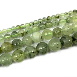 Fine 100% Natural Round Gemstone Beads AA Green Prehnite DIY Women Bracelet Necklac For Jewelry Making Charms 4/6/8/10MM 15''