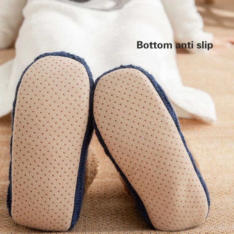 Winter Knitted Ankle Slipper Socks for Women and Men Thick Fleece Lined Soft Nonslip Grip Bottom Soles Warm Floor Socks image 4