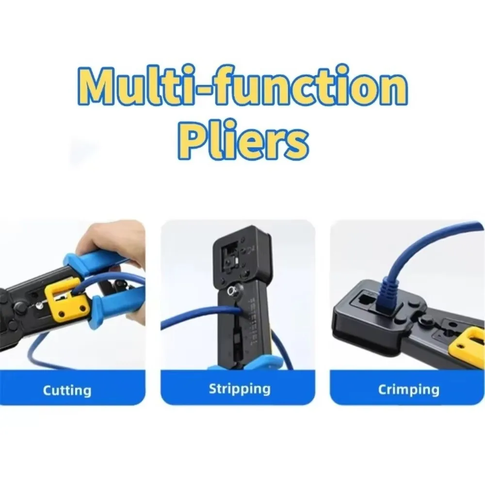 

Portable Hand Network Tools Pliers Multi Function End-Pass-Through Connectors Pressing Clamp Pass Through Crimper Cable Stripper