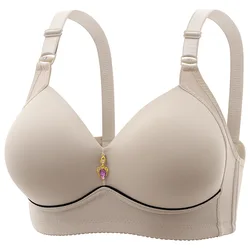 New Non-magnetic Thin Cup Glossy Fat Mm Bra Large Size No Underwire Comfortable Breathable Gathered Women's Underwear