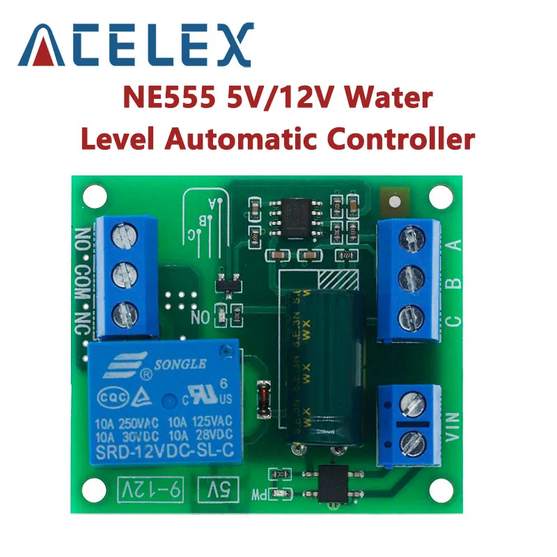 NE555 5V/12V regolatore automatico del livello dell\'acqua interruttore del sensore del liquido elettrovalvola pompa del motore scheda relè di