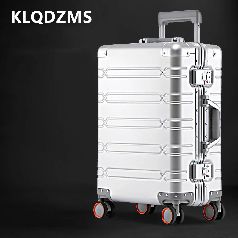 KLQDZMS-Equipaje de aleación de aluminio y magnesio para hombre, Maleta rodante de 20 \