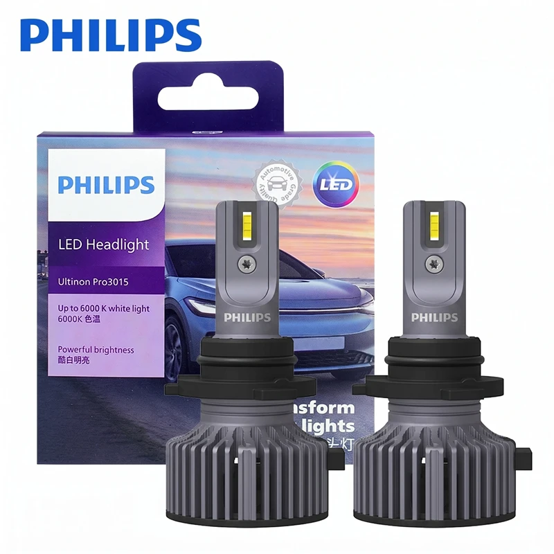 Image of Philips LED HB3 9005 Ultinon Pro3015 12 V/24 V 6000 K hellweiße Autoscheinwerfer-LED-Lampen, 2 x