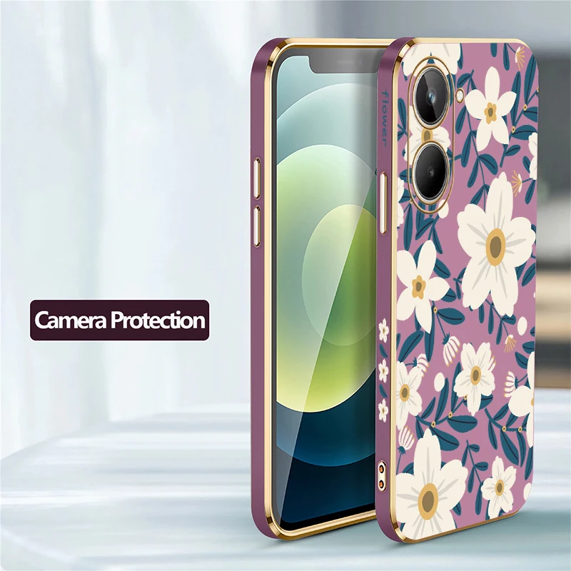Flower Floral Pattern Phone Case For OPPO Realme 12 Pro Plus 12 10 11 Pro 9i 4G 11 5G Plating Silicone Soft Shockproof Cover - Image 5