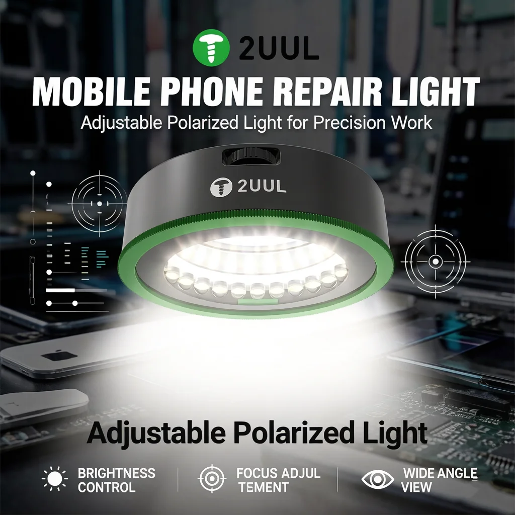 

2UUL Adjustable Polarized Repair Light for Mobile Phone Precision Work, 10W LED with Brightness Control, Focus & Wide Angle, Dus