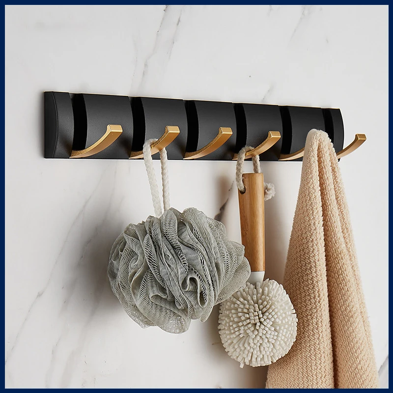 2 Ways Installation Towel Hanger Folding Wall Hook Coat Clothes Holder Rack Accessories For Bathroom Kitchen Bedroom Hallway