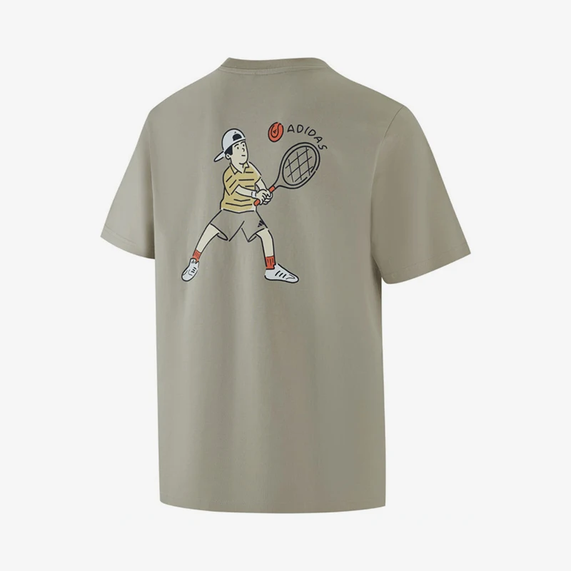Adidas genuine S new men's khaki gray sports casual short sleeved T-shirt KC2867