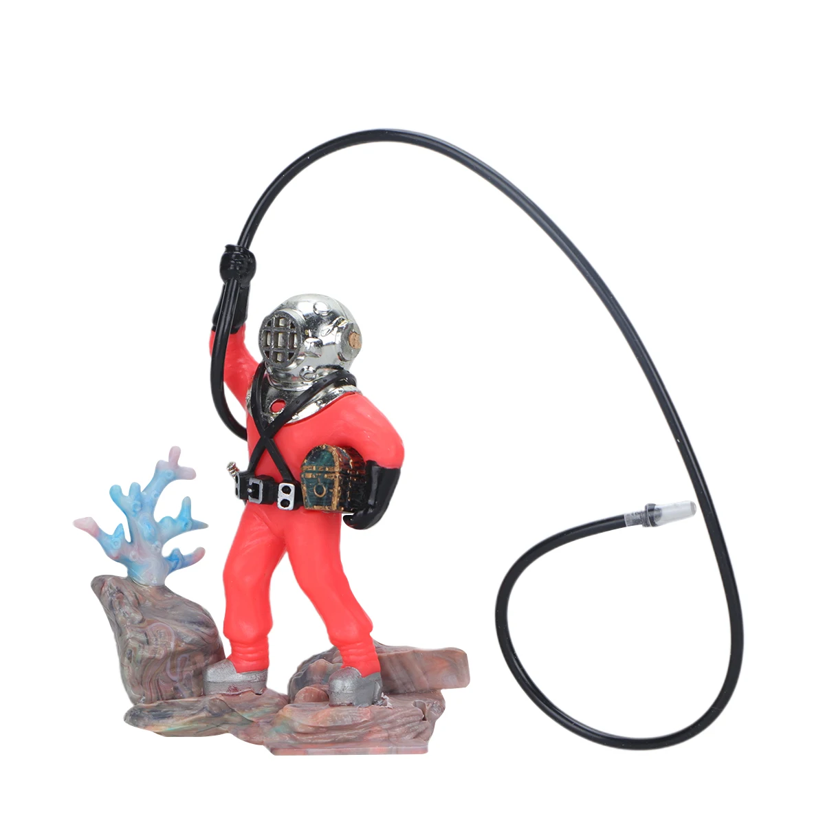 

Aquarium Diver Sculpture Fish Tank Ornament Resin Treasure Underwater Decor Bubble Effect Floating Resin Red Easy Install Fresh