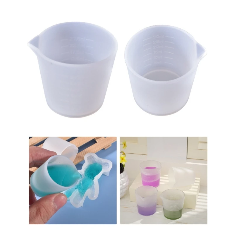 LX9D  Pcs Reusable Silicone Measuring Cups Resin Mixing Cups Non-Stick Pouring Cup