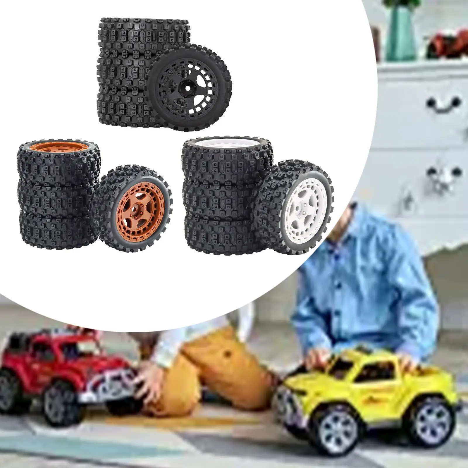 4Pcs RC Gumowa opona Odporność na zużycie Dobre zamienniki Opony rajdowe do ciężarówek w skali 1:18 RC Hobby Model samochodu Akcesoria do majsterkowania