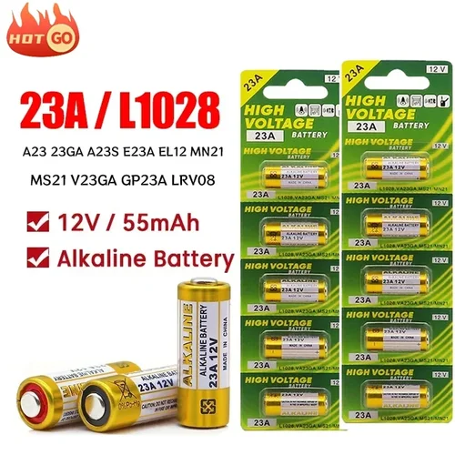 리모컨 초인종 건식 배터리용 알카라인 배터리, A23 23A12V 23GA A23S E23A EL12 MN21 MS21 V23GA L1028 GP23A LRV08, 10 개 