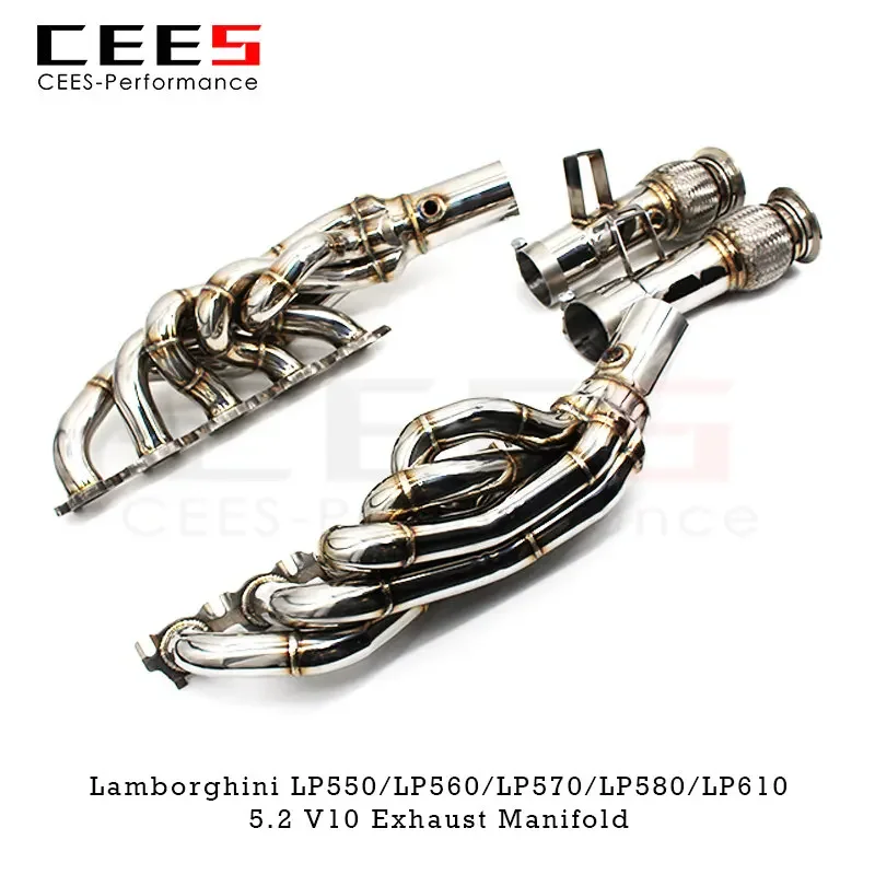 CEES Manifold for Lamborghini Gallardo LP550/LP560/LP570/LP580/LP610 V10 5.2L 2010-2014 Tuning SS304 Header Exhaust System